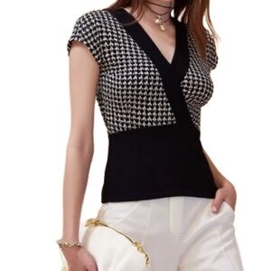Diane Von Furstenberg Houndstooth Blouse Size S